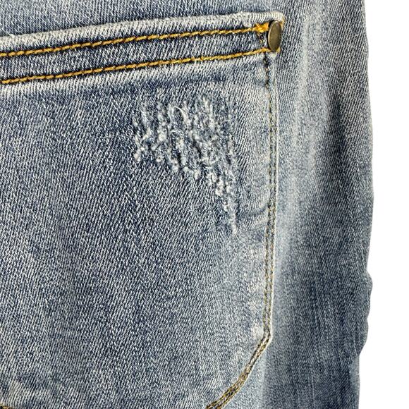 Judy Blue Cotton Blend JB82175MD Medium Wash Mid Rise Raw Hem Capri Jeans Sz 27 - Picture 6 of 11